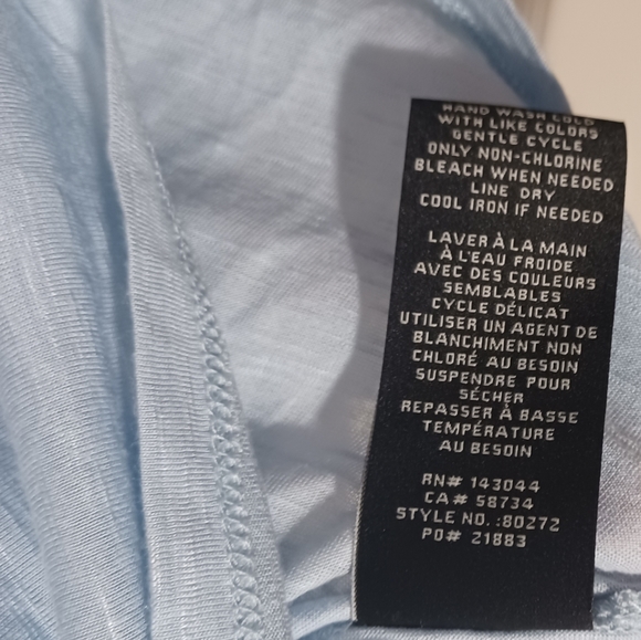 7 FOR ALL MANKIND BABY BLUE PUFF SHOULDER MOCK NECK RAYON TOP100% RAYON NEW - Picture 6 of 7